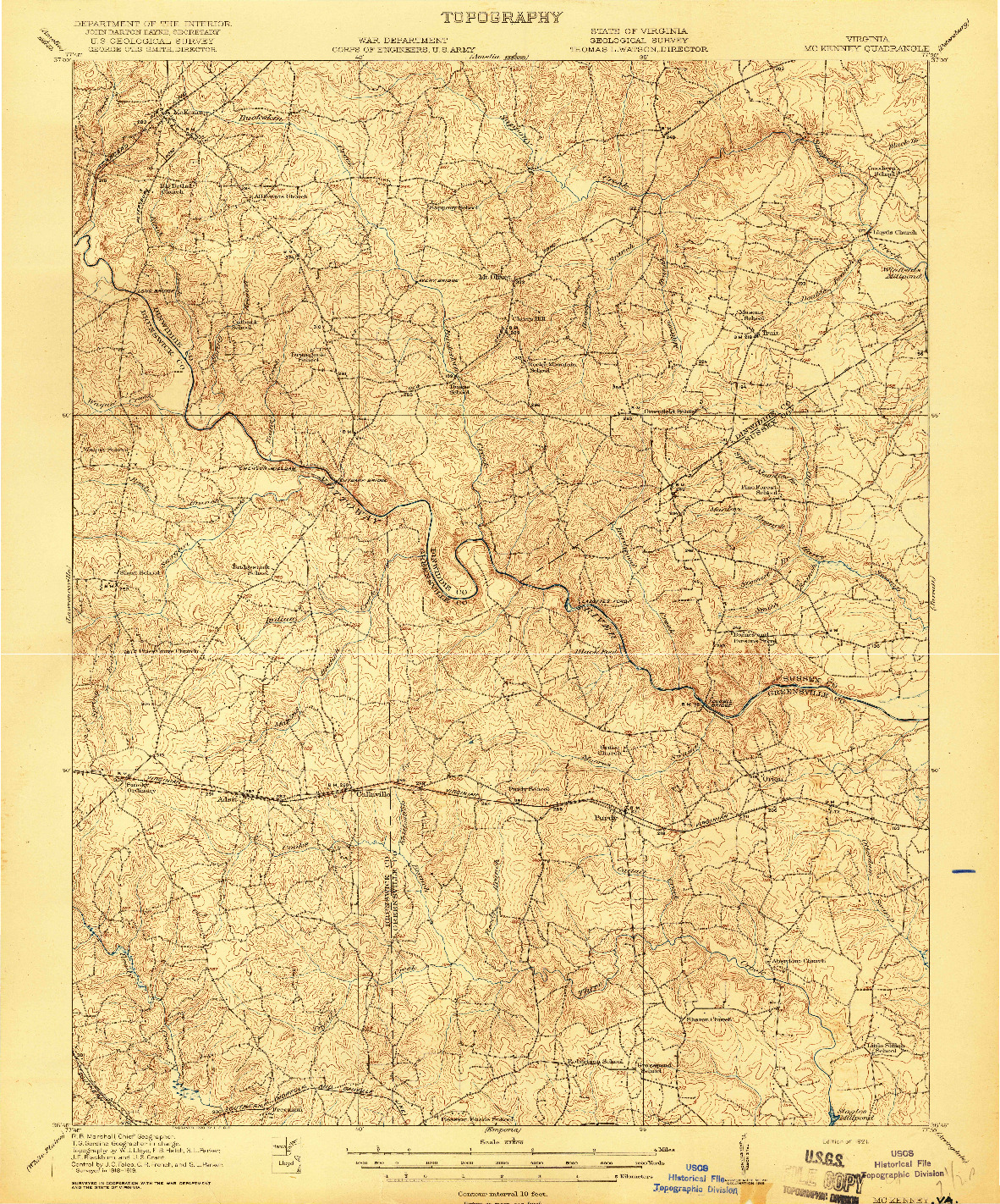 USGS 1:62500-SCALE QUADRANGLE FOR MC KENNEY, VA 1921