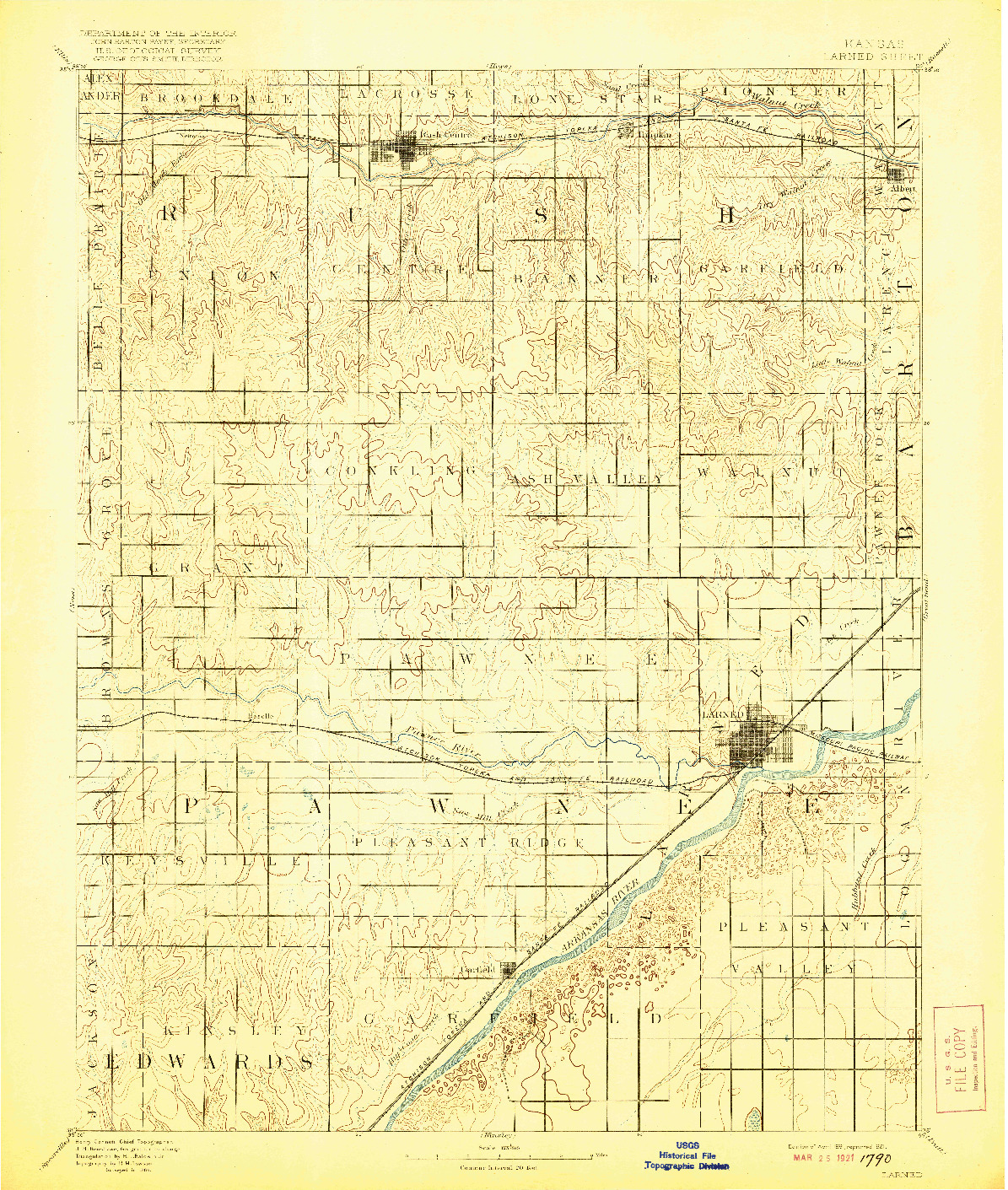 USGS 1:125000-SCALE QUADRANGLE FOR LARNED, KS 1891