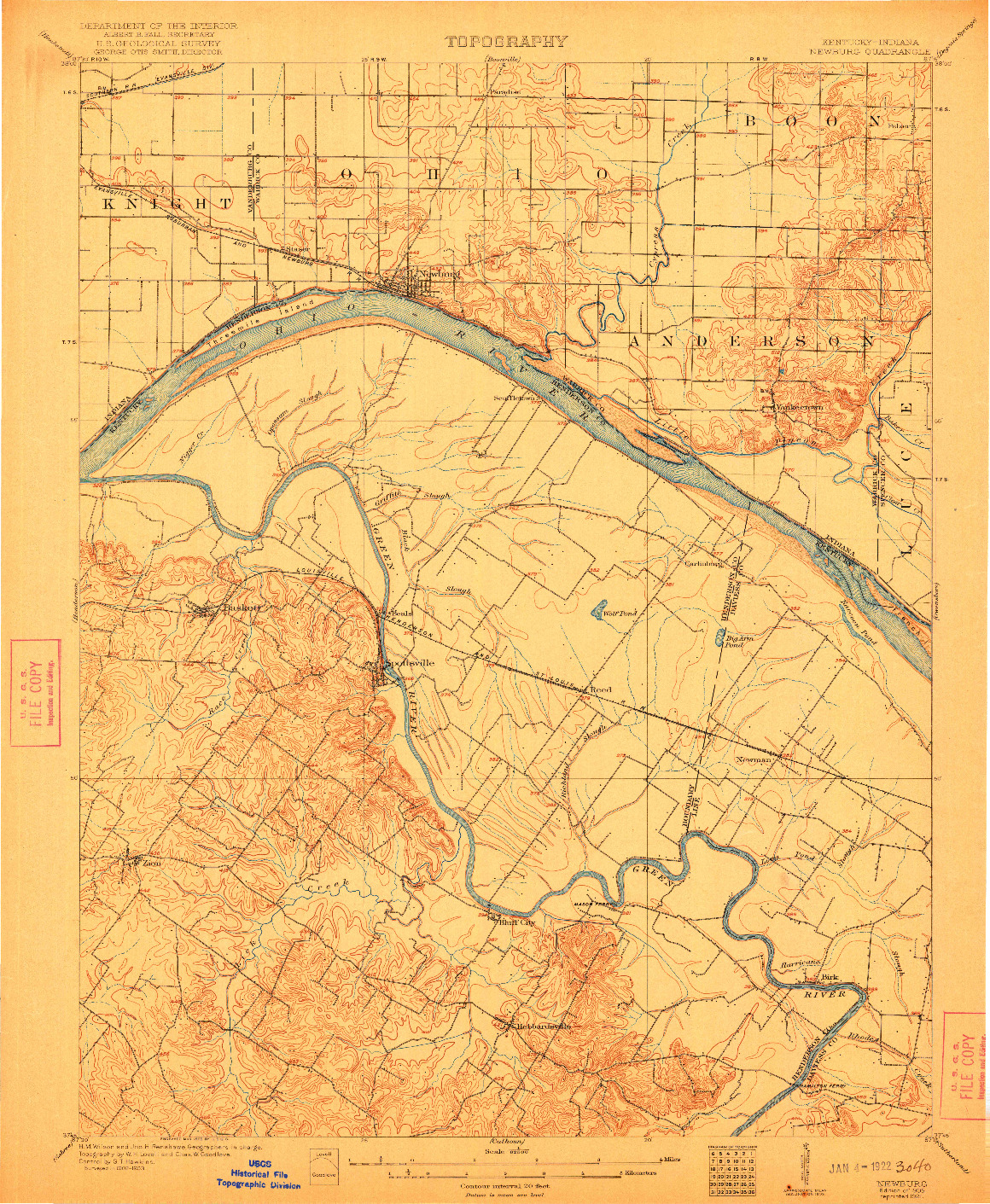 USGS 1:62500-SCALE QUADRANGLE FOR NEWBURG, KY 1905