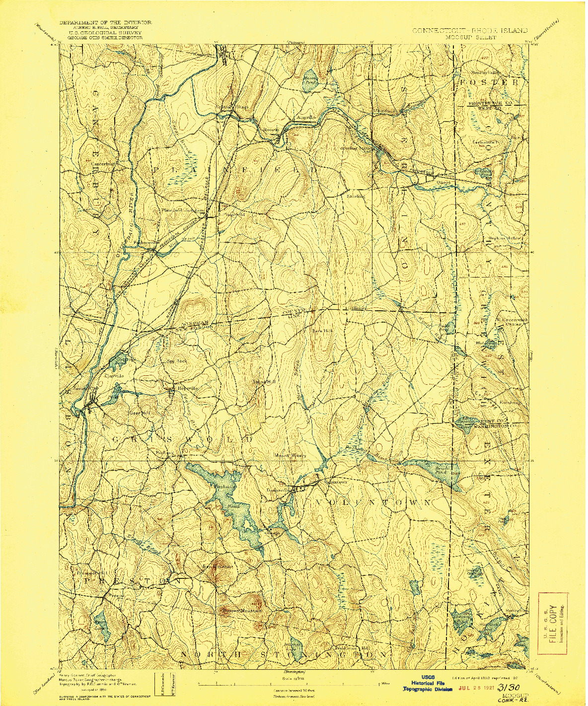 USGS 1:62500-SCALE QUADRANGLE FOR MOOSUP, CT 1893