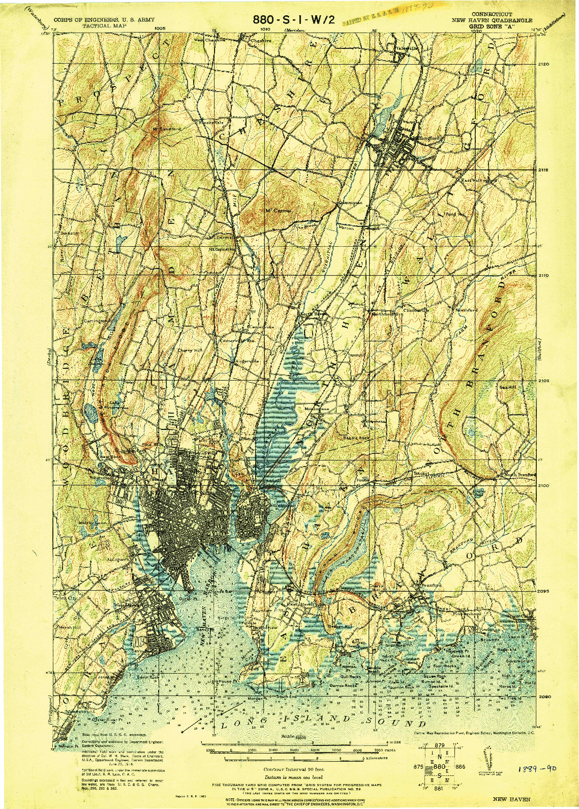 USGS 1:62500-SCALE QUADRANGLE FOR NEW HAVEN, CT 1921