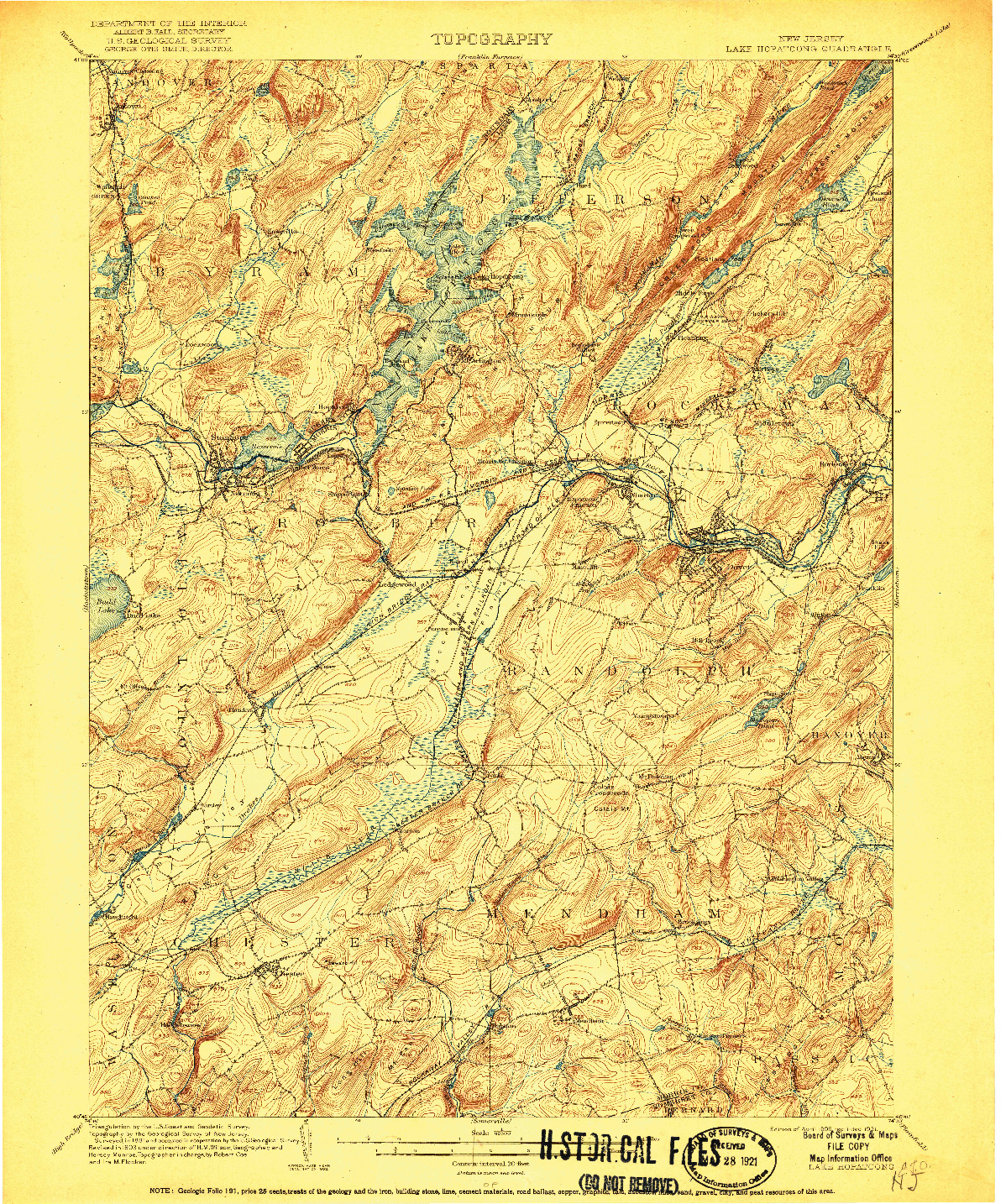 USGS 1:62500-SCALE QUADRANGLE FOR LAKE HOPATCONG, NJ 1905