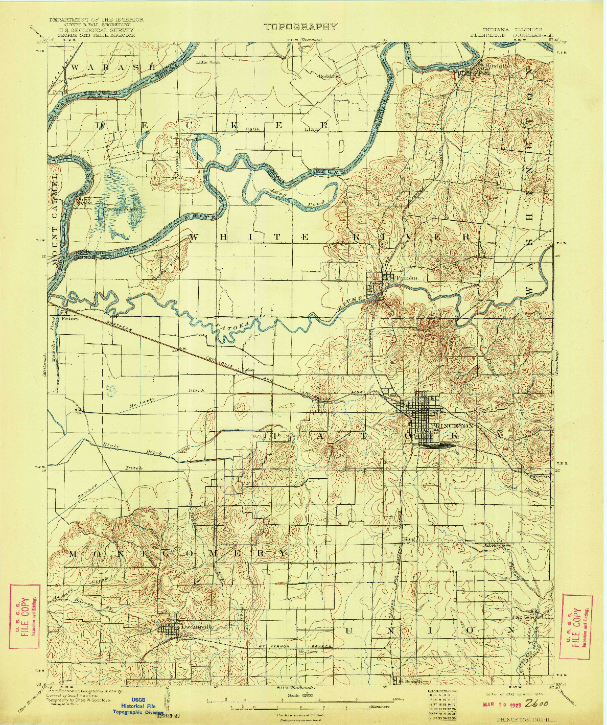 USGS 1:62500-SCALE QUADRANGLE FOR PRINCETON, IN 1903