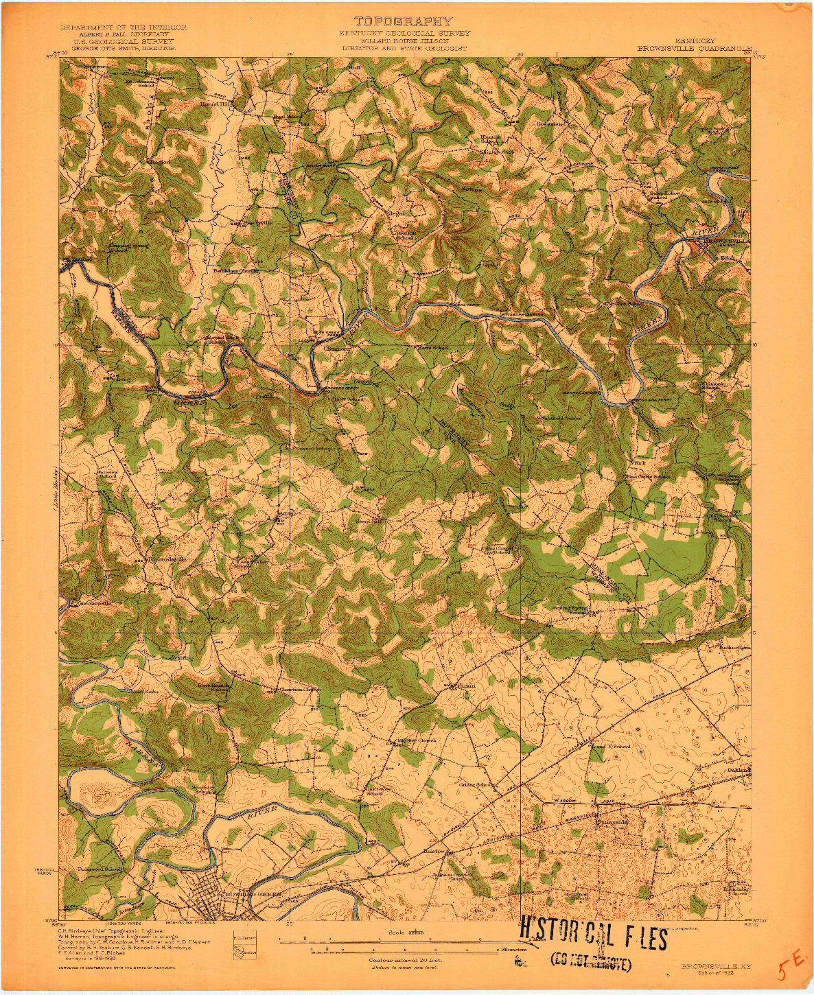 USGS 1:62500-SCALE QUADRANGLE FOR BROWNSVILLE, KY 1922