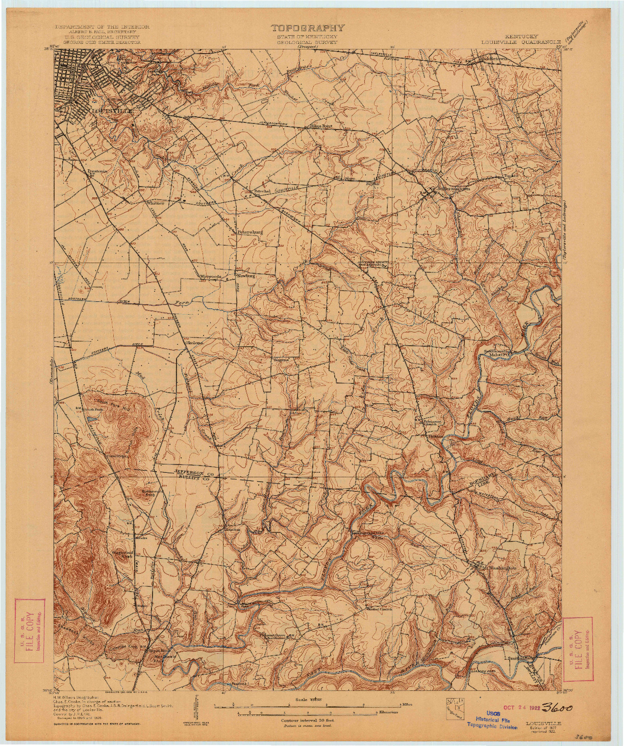 USGS 1:62500-SCALE QUADRANGLE FOR LOUISVILLE, KY 1907