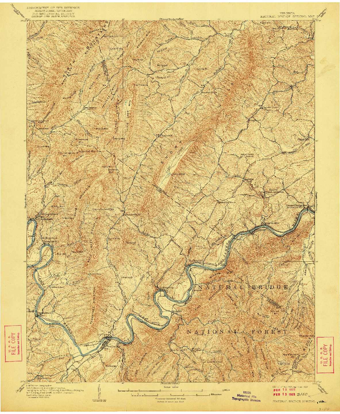 USGS 1:62500-SCALE QUADRANGLE FOR NATURAL BRIDGE SPECIAL, VA 1907
