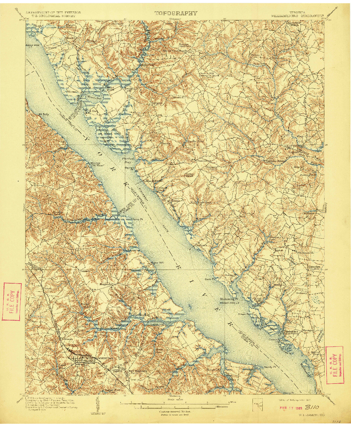 USGS 1:62500-SCALE QUADRANGLE FOR WILLIAMSBURG, VA 1906