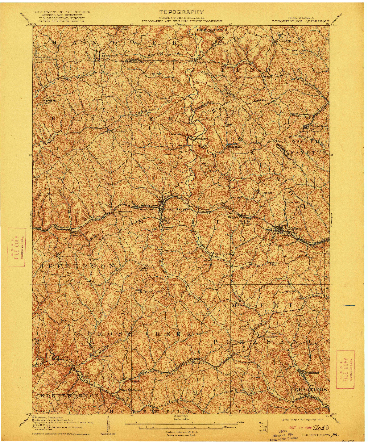 USGS 1:62500-SCALE QUADRANGLE FOR BURGETTSTOWN, PA 1906