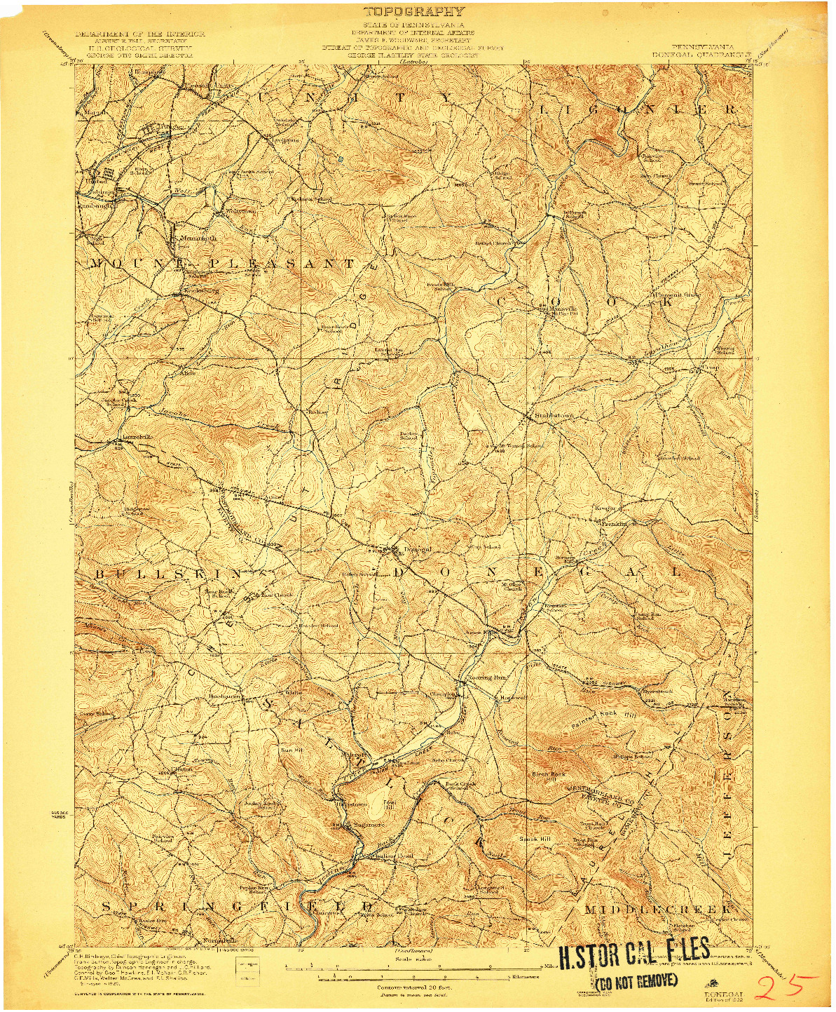 USGS 1:62500-SCALE QUADRANGLE FOR DONEGAL, PA 1922