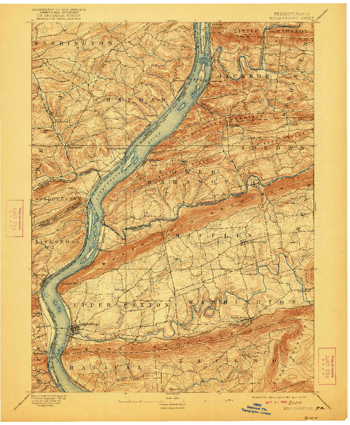 USGS 1:62500-SCALE QUADRANGLE FOR MILLERSBURG, PA 1893