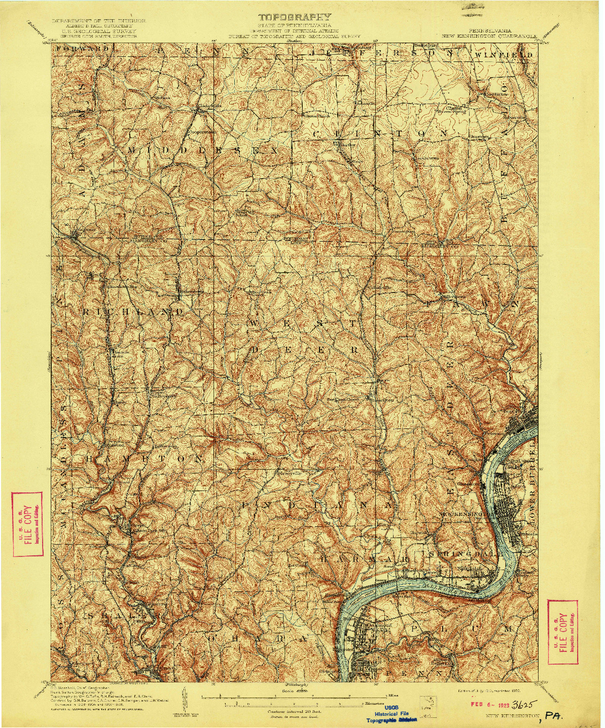 USGS 1:62500-SCALE QUADRANGLE FOR NEW KENSINGTON, PA 1910