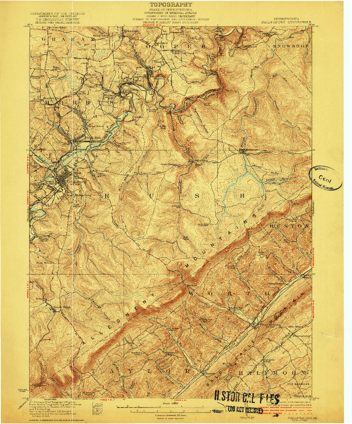 USGS 1:62500-SCALE QUADRANGLE FOR PHILIPSBURG, PA 1922