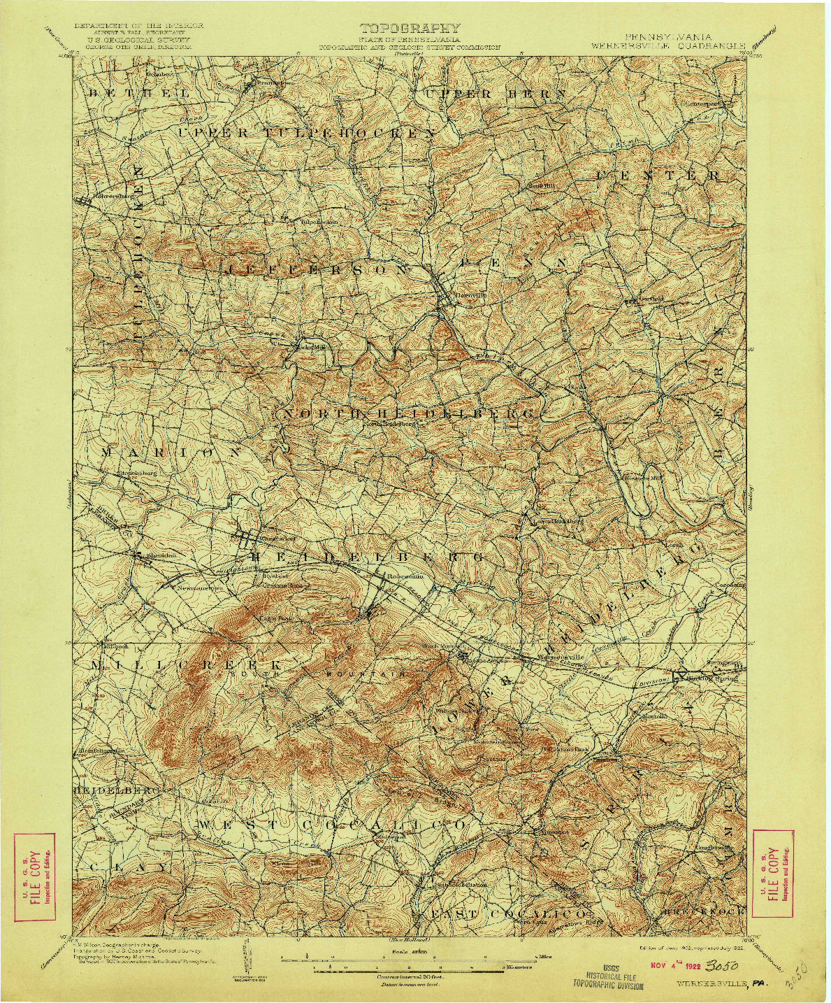 USGS 1:62500-SCALE QUADRANGLE FOR WERNERSVILLE, PA 1902