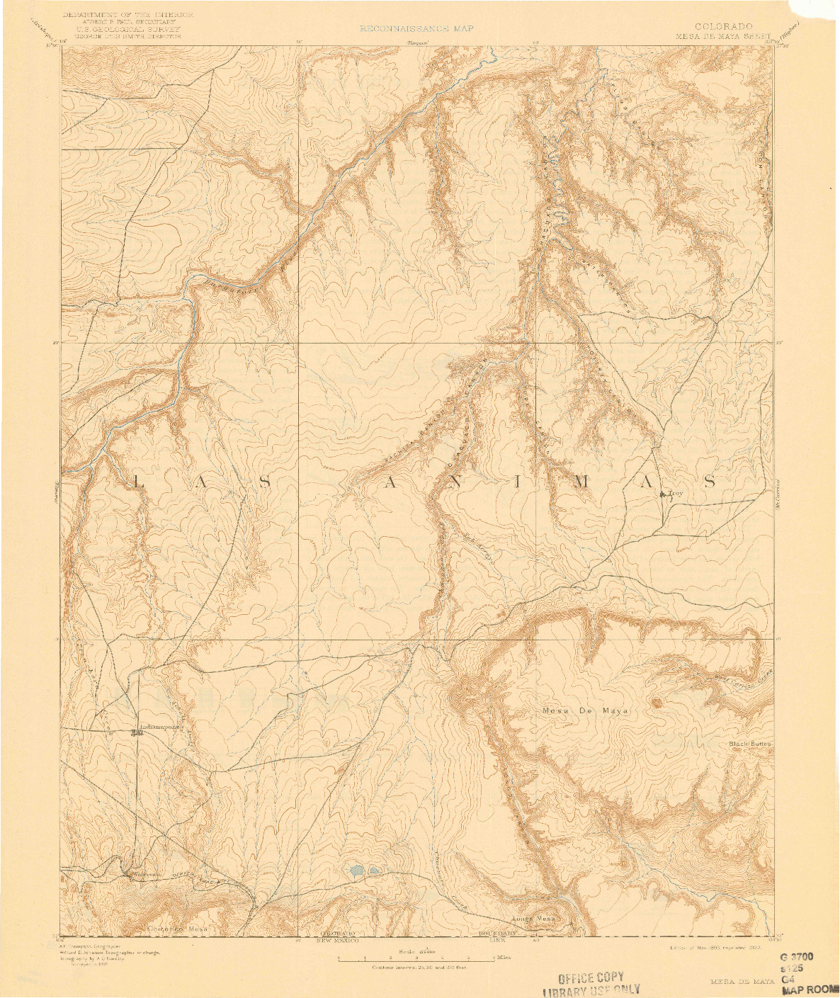 USGS 1:125000-SCALE QUADRANGLE FOR MESA DE MAYA, CO 1893