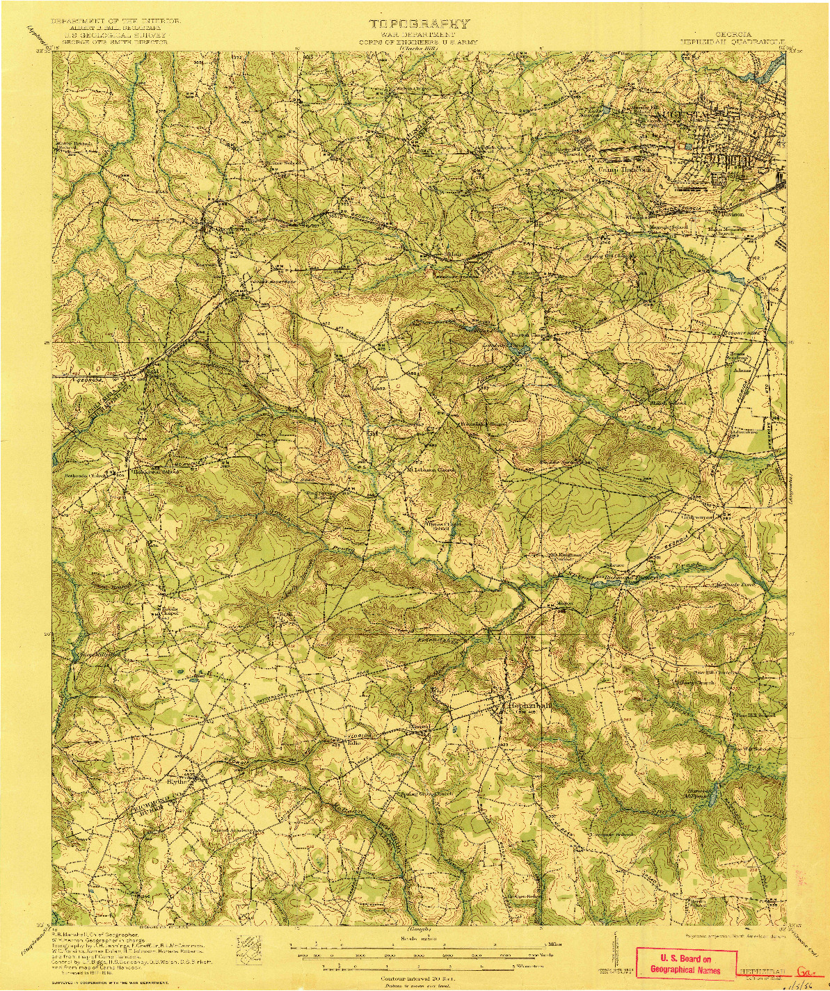 USGS 1:62500-SCALE QUADRANGLE FOR HEPHZIBAH, GA 1922