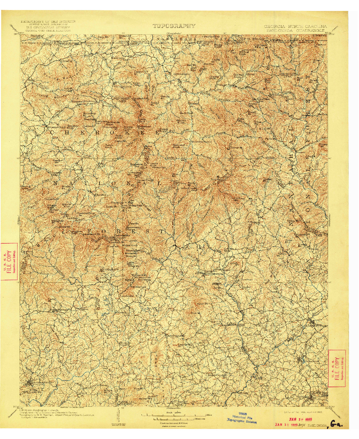 USGS 1:125000-SCALE QUADRANGLE FOR DAHLONEGA, GA 1903