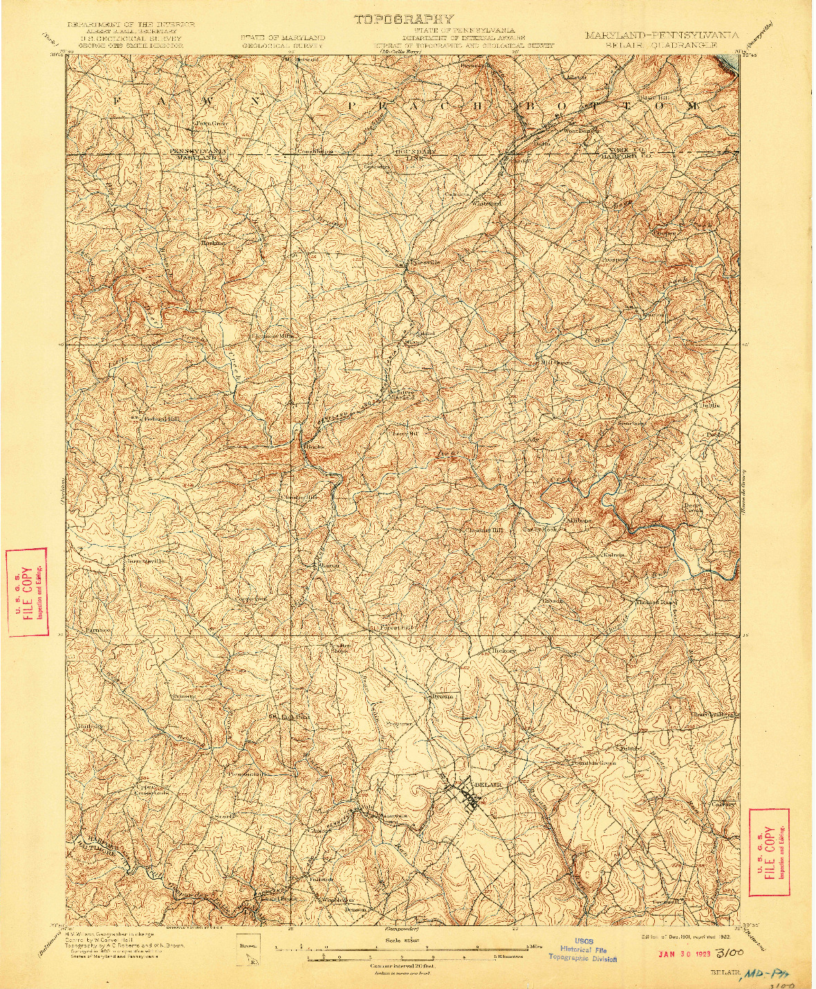 USGS 1:62500-SCALE QUADRANGLE FOR BELAIR, MD 1901