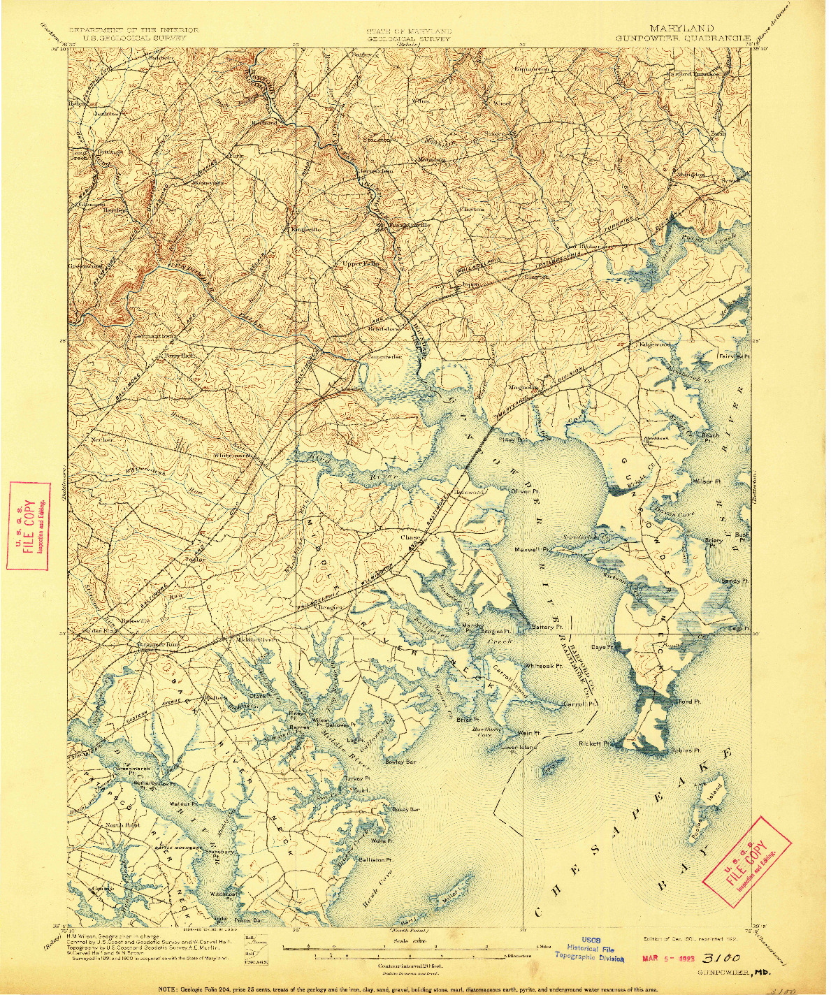 USGS 1:62500-SCALE QUADRANGLE FOR GUNPOWDER, MD 1901