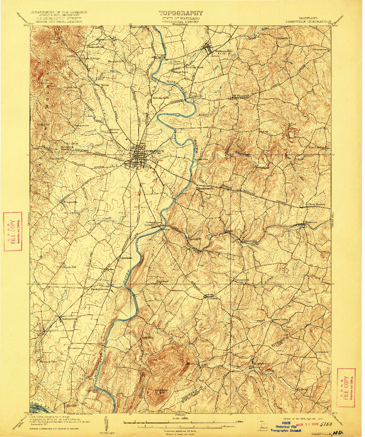 USGS 1:62500-SCALE QUADRANGLE FOR IJAMSVILLE, MD 1909