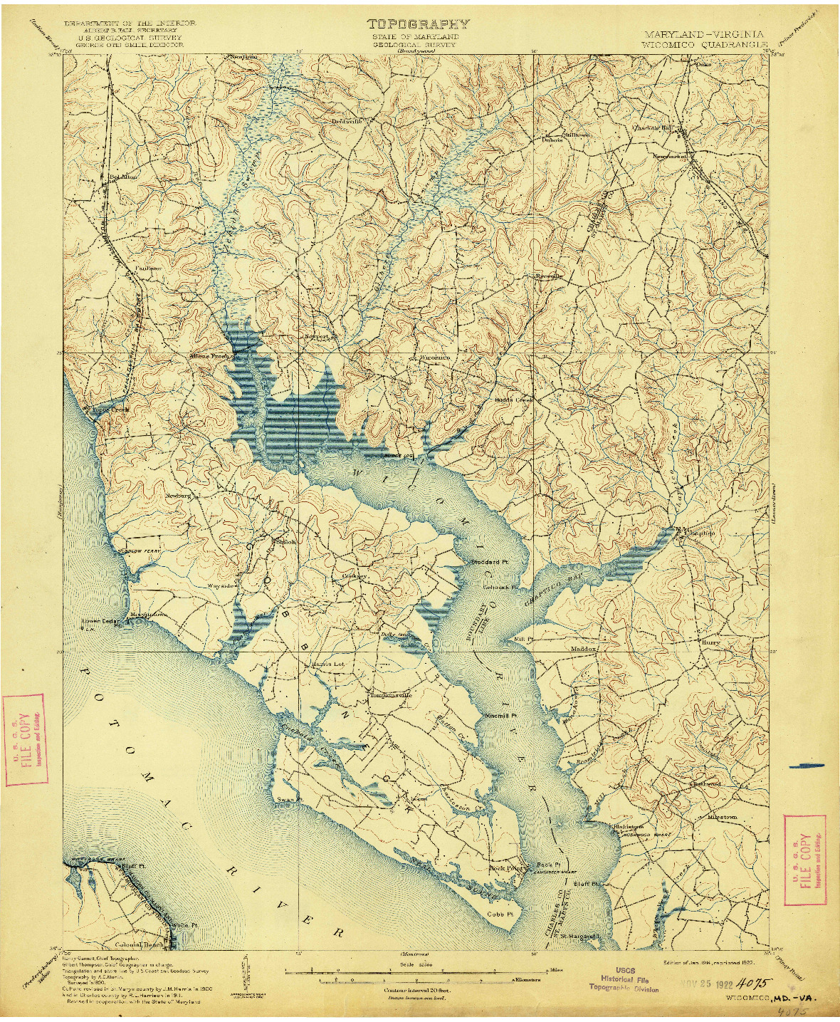 USGS 1:62500-SCALE QUADRANGLE FOR WICOMICO, MD 1914