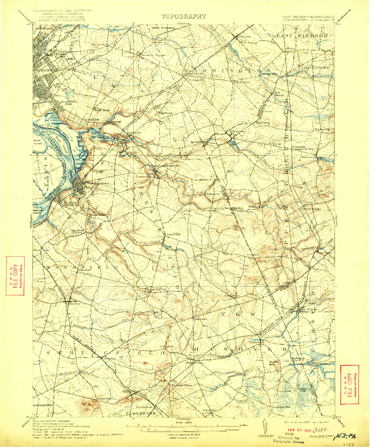 USGS 1:62500-SCALE QUADRANGLE FOR BORDENTOWN, NJ 1906