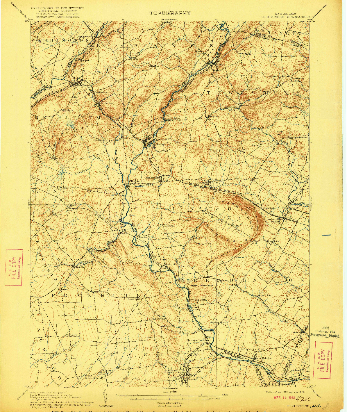 USGS 1:62500-SCALE QUADRANGLE FOR HIGH BRIDGE, NJ 1905