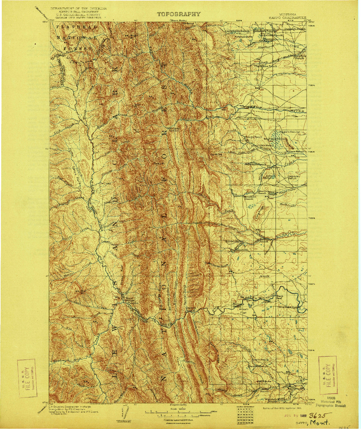 USGS 1:125000-SCALE QUADRANGLE FOR SAYPO, MT 1903