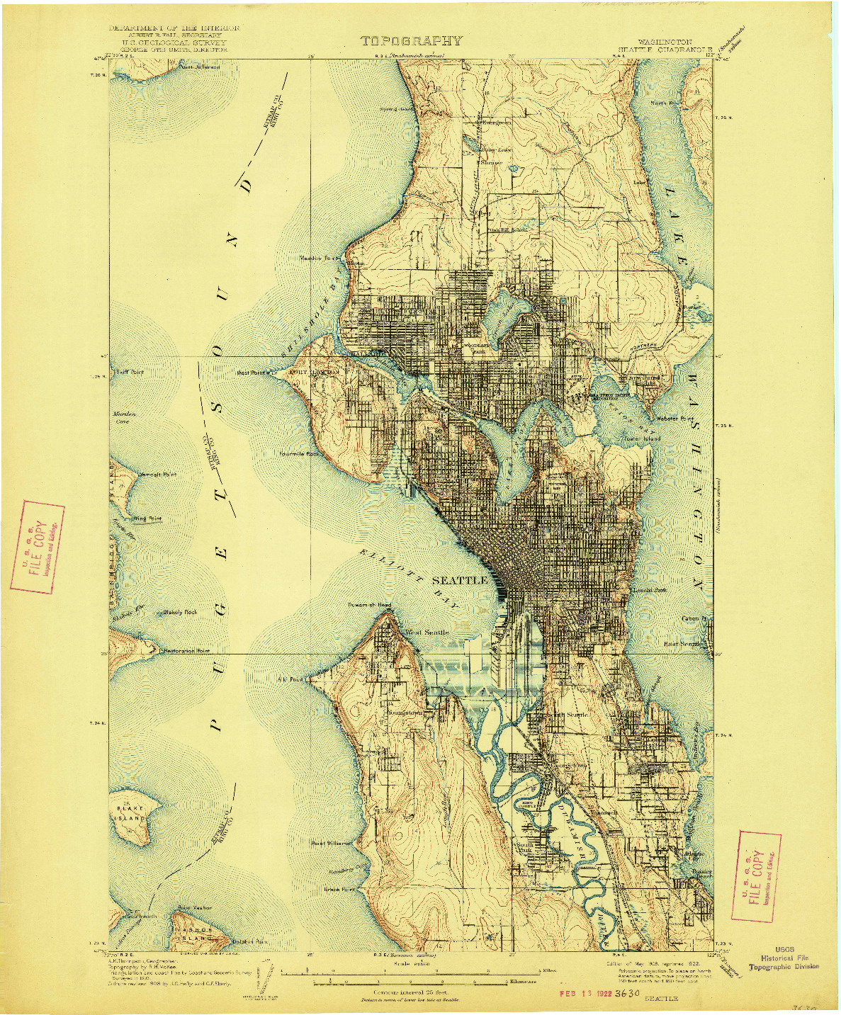 USGS 1:62500-SCALE QUADRANGLE FOR SEATTLE, WA 1909