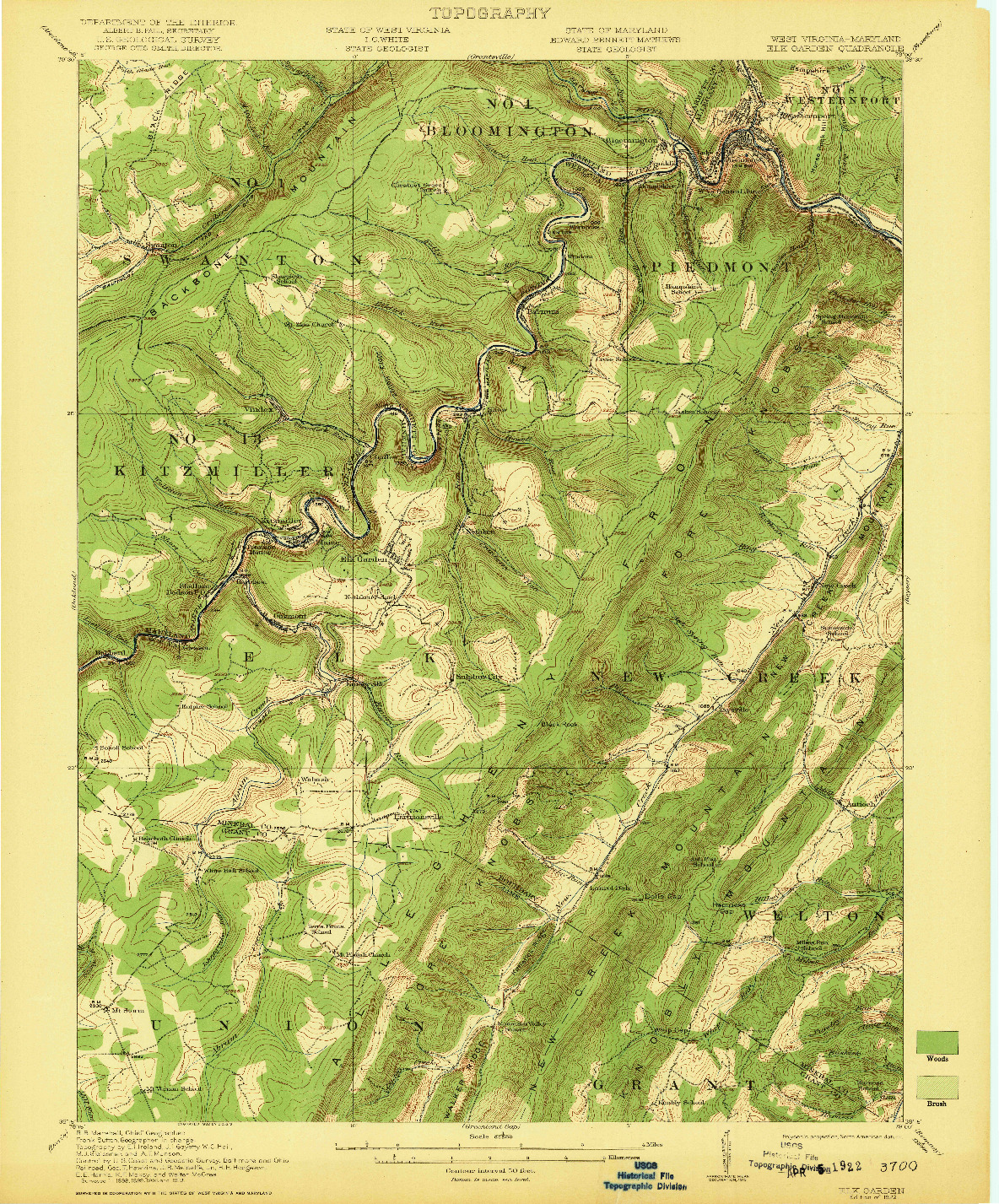 USGS 1:62500-SCALE QUADRANGLE FOR ELK GARDEN, WV 1922