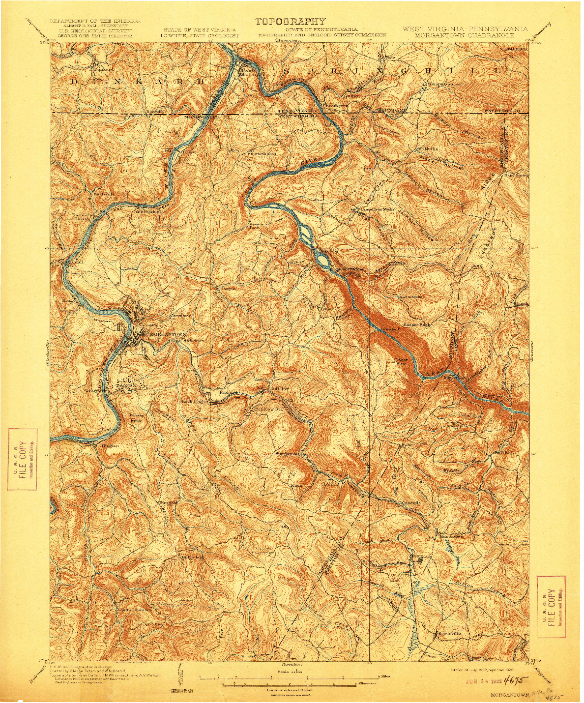 USGS 1:62500-SCALE QUADRANGLE FOR MORGANTOWN, WV 1902