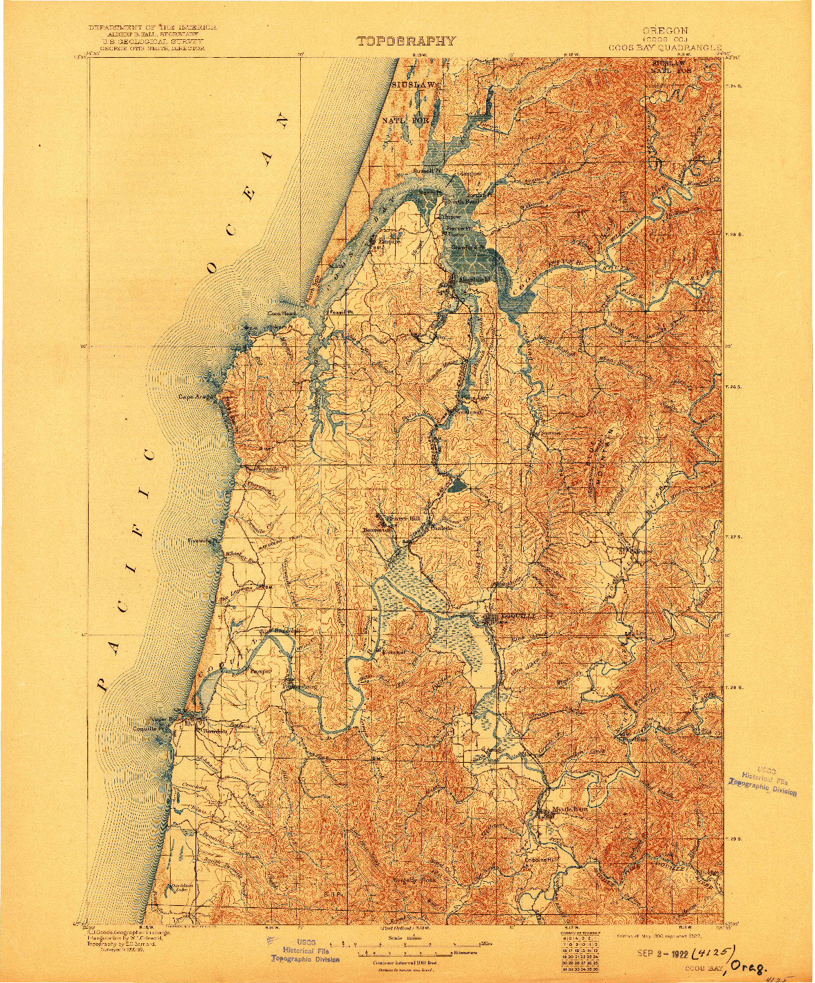 USGS 1:125000-SCALE QUADRANGLE FOR COOS BAY, OR 1900