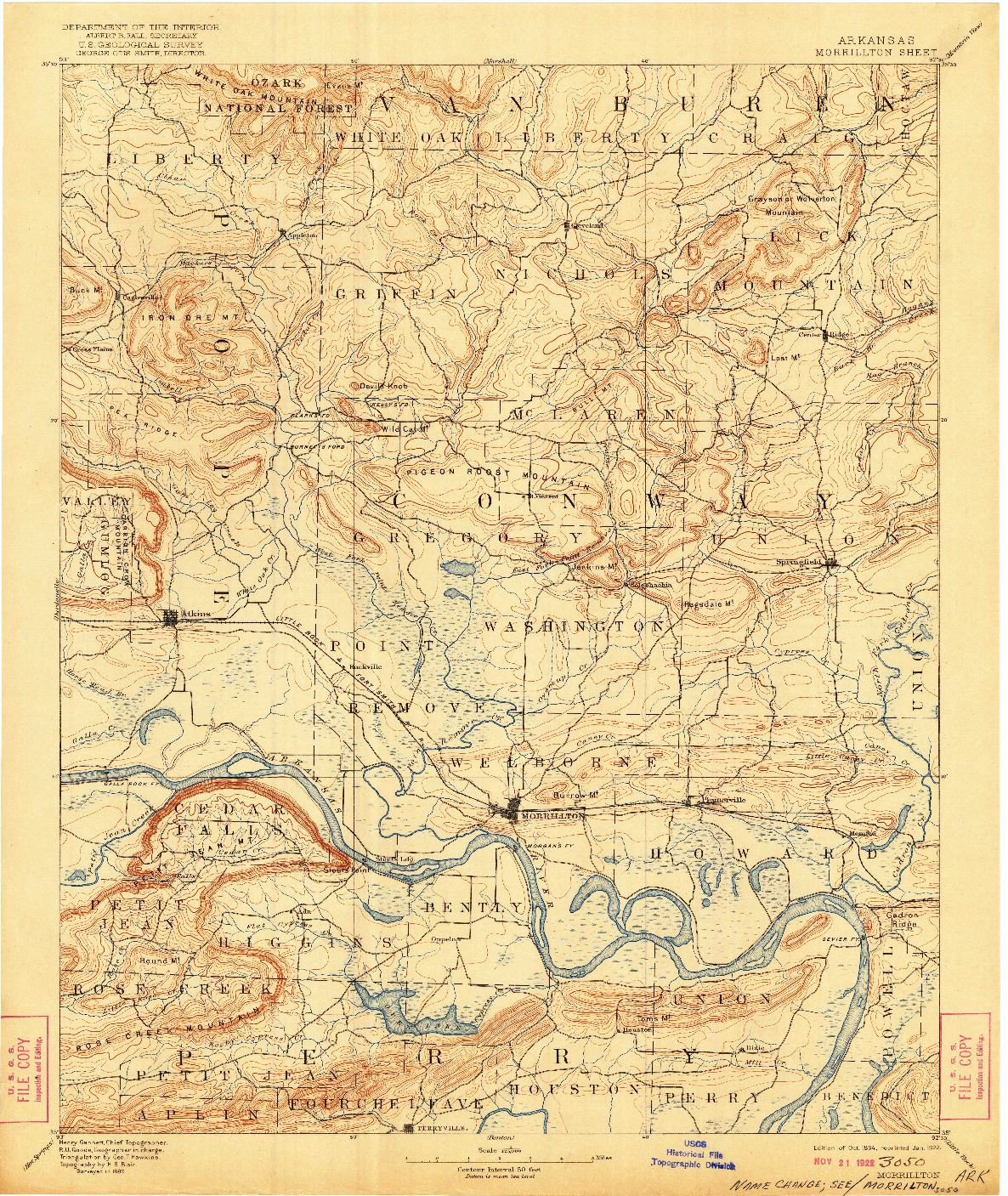 USGS 1:125000-SCALE QUADRANGLE FOR MORRILLTON, AR 1894