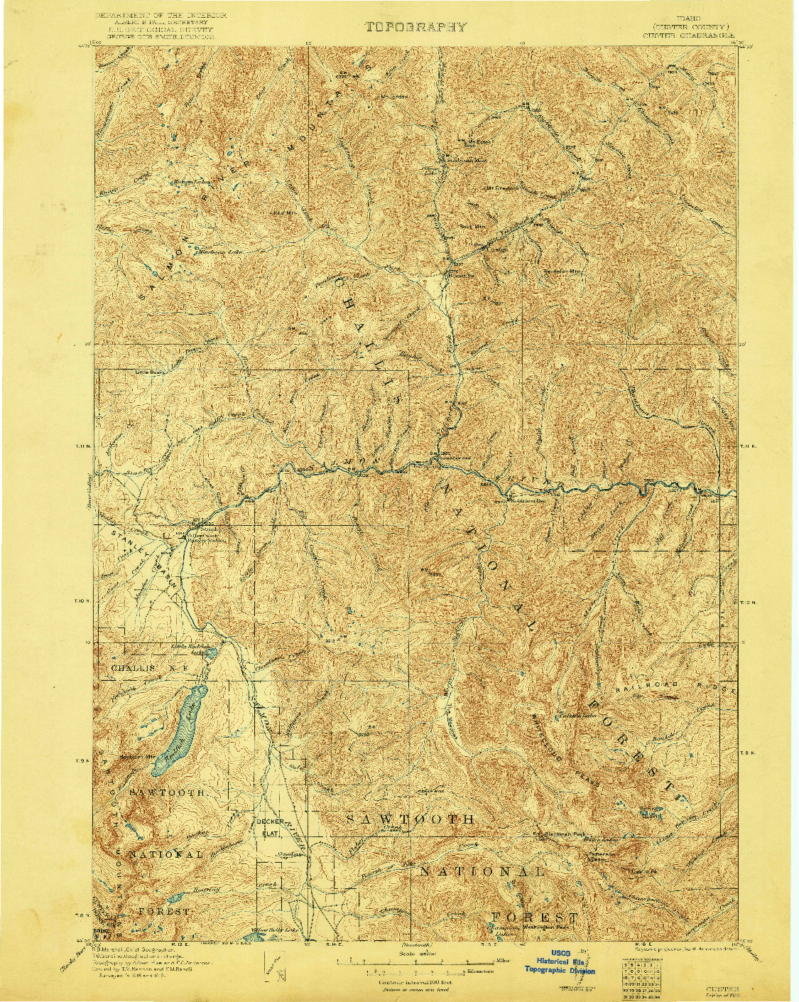 USGS 1:125000-SCALE QUADRANGLE FOR CUSTER, ID 1922