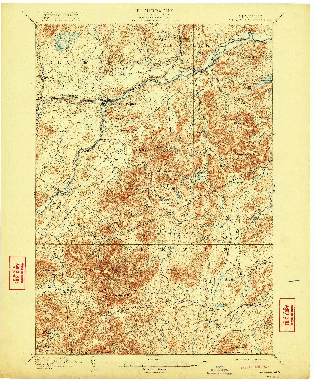 USGS 1:62500-SCALE QUADRANGLE FOR AUSABLE, NY 1903