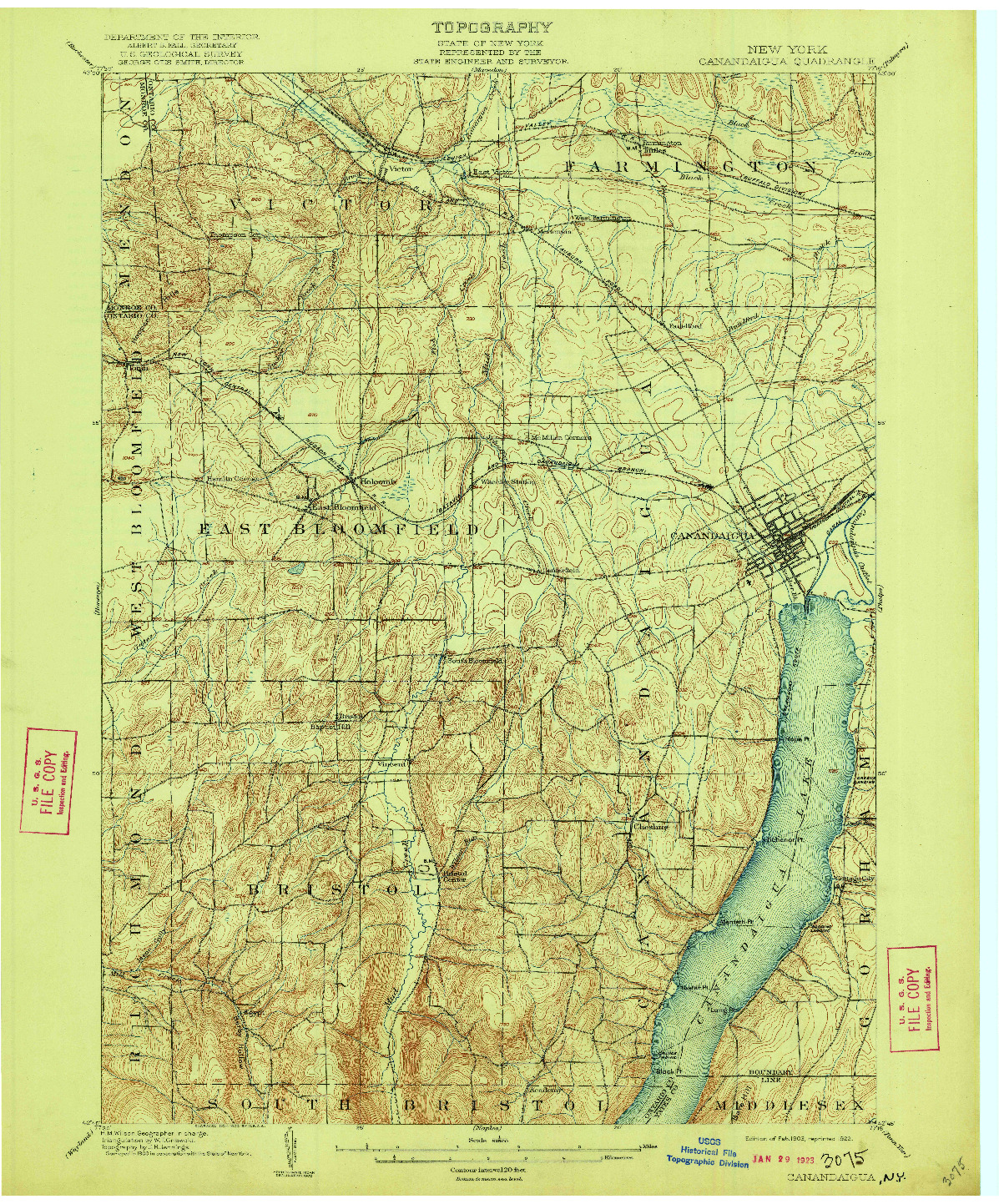 USGS 1:62500-SCALE QUADRANGLE FOR CANANDAIGUA, NY 1903