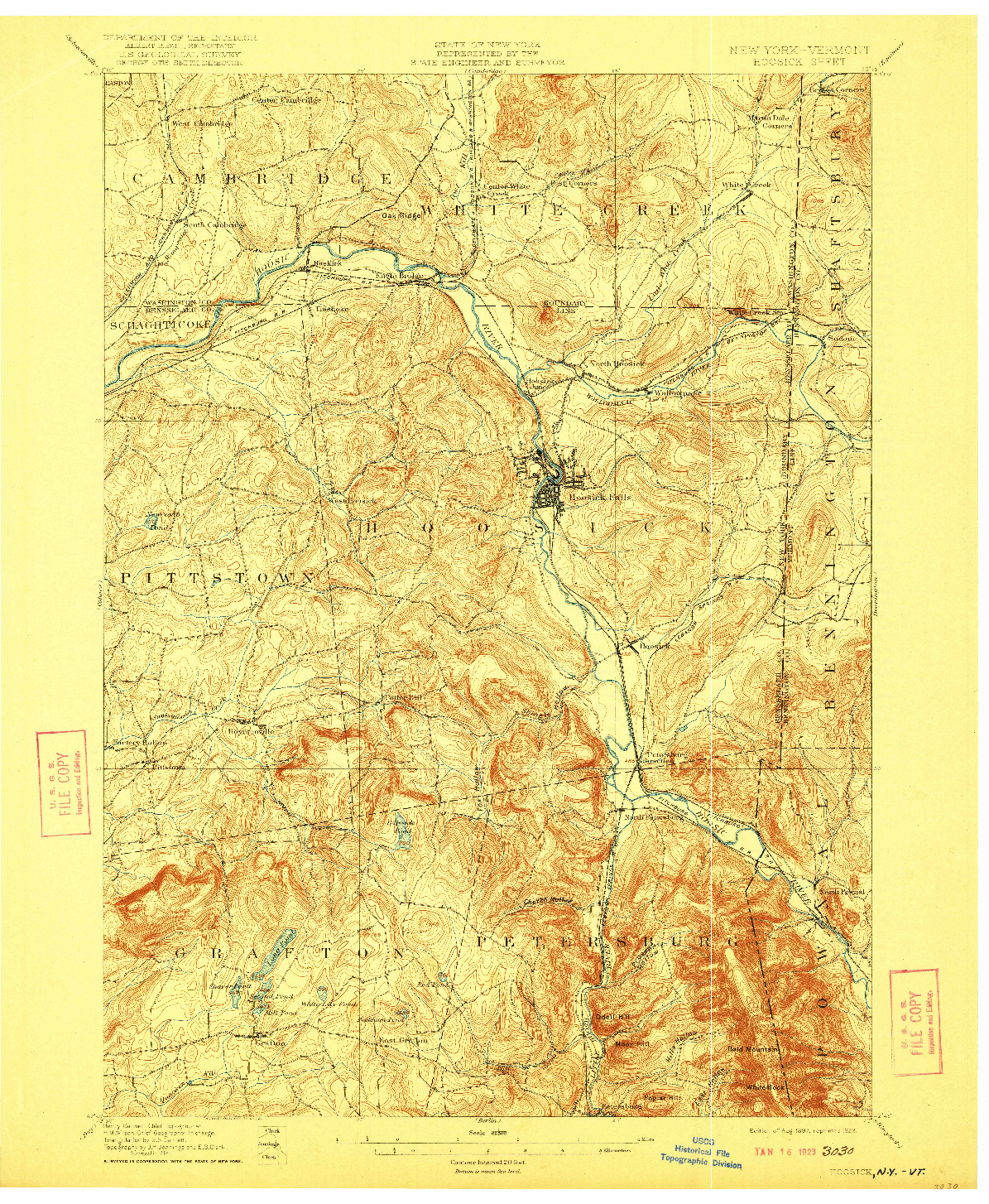 USGS 1:62500-SCALE QUADRANGLE FOR HOOSICK, NY 1897