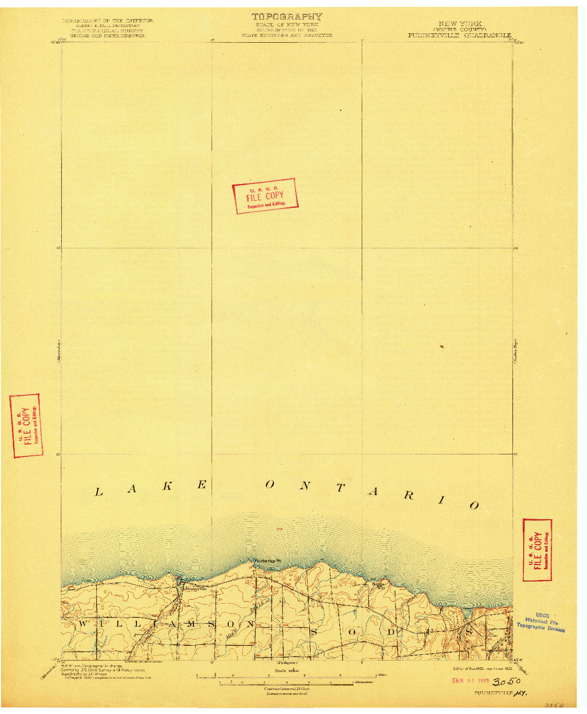 USGS 1:62500-SCALE QUADRANGLE FOR PULTNEYVILLE, NY 1902