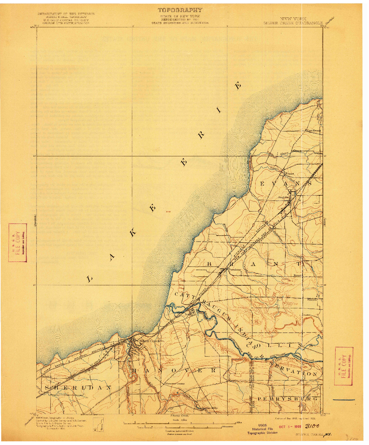 USGS 1:62500-SCALE QUADRANGLE FOR SILVER CREEK, NY 1899