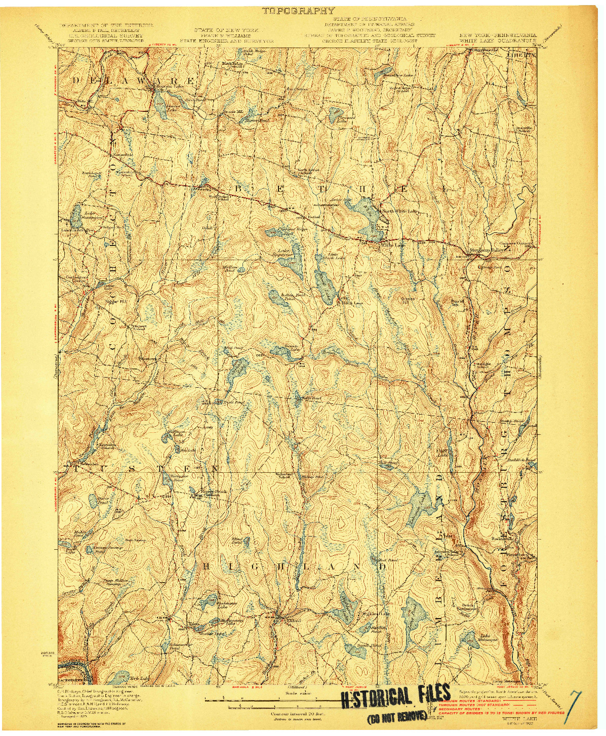 USGS 1:62500-SCALE QUADRANGLE FOR WHITE LAKE, NY 1922