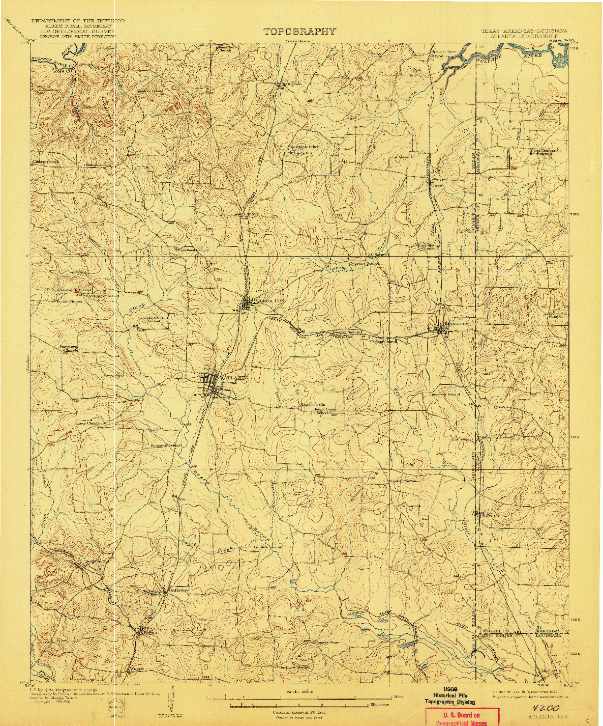 USGS 1:62500-SCALE QUADRANGLE FOR ATLANTA, TX 1910