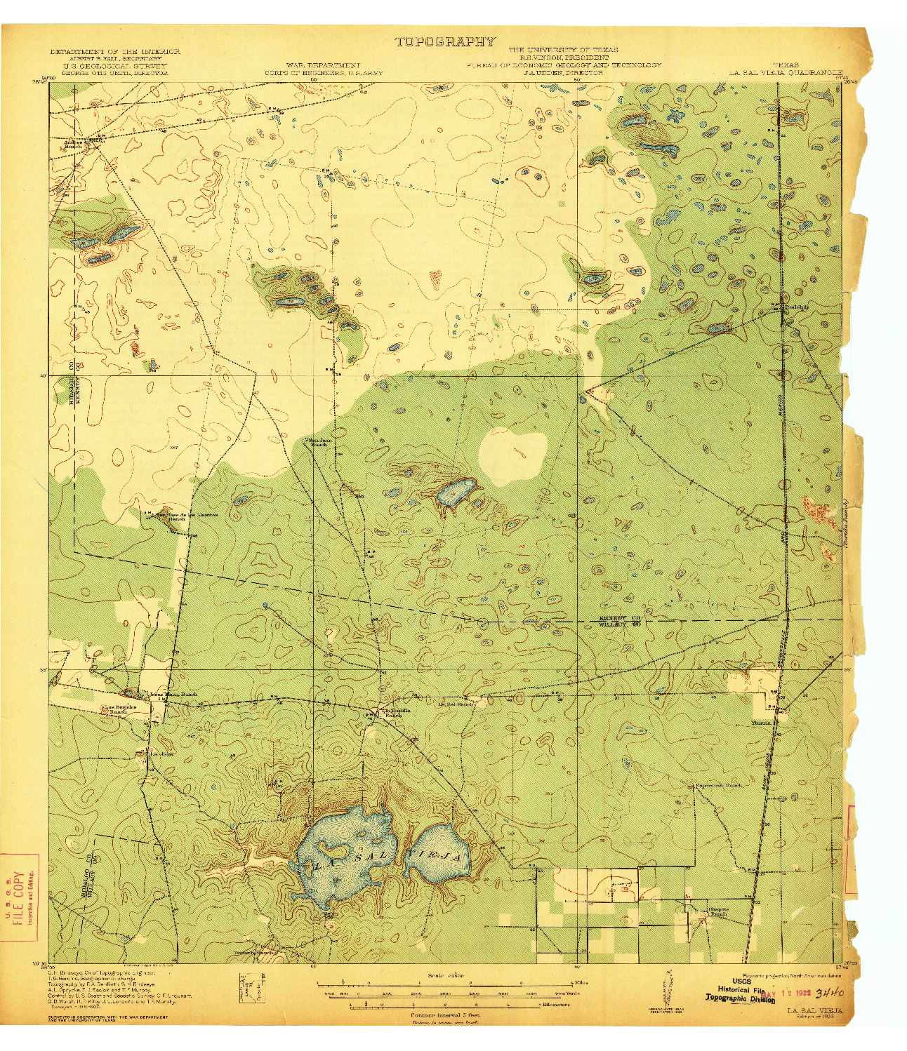 USGS 1:62500-SCALE QUADRANGLE FOR LA SAL VIEJA, TX 1922