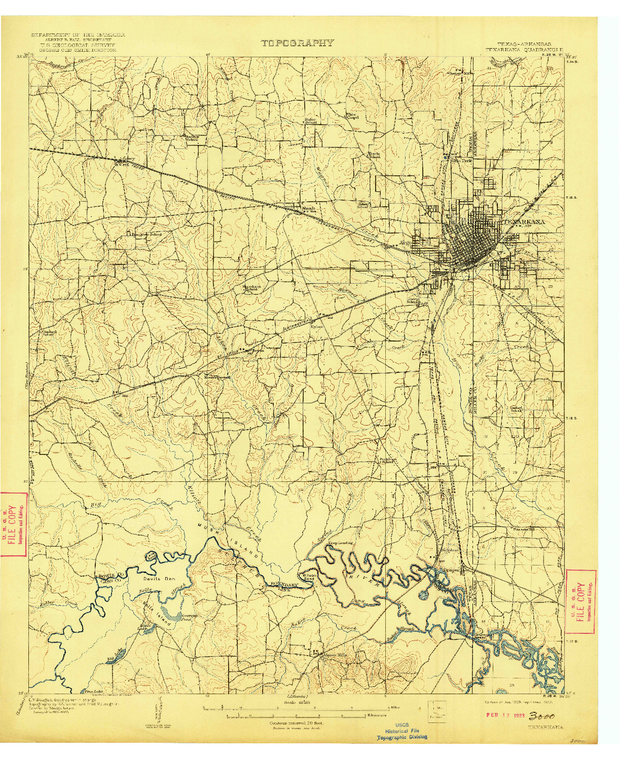 USGS 1:62500-SCALE QUADRANGLE FOR TEXARKANA, TX 1909