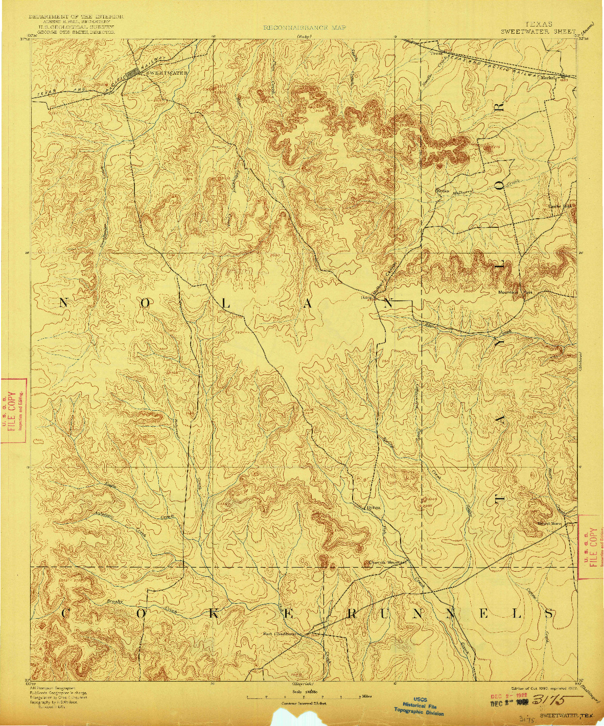 USGS 1:125000-SCALE QUADRANGLE FOR SWEETWATER, TX 1893