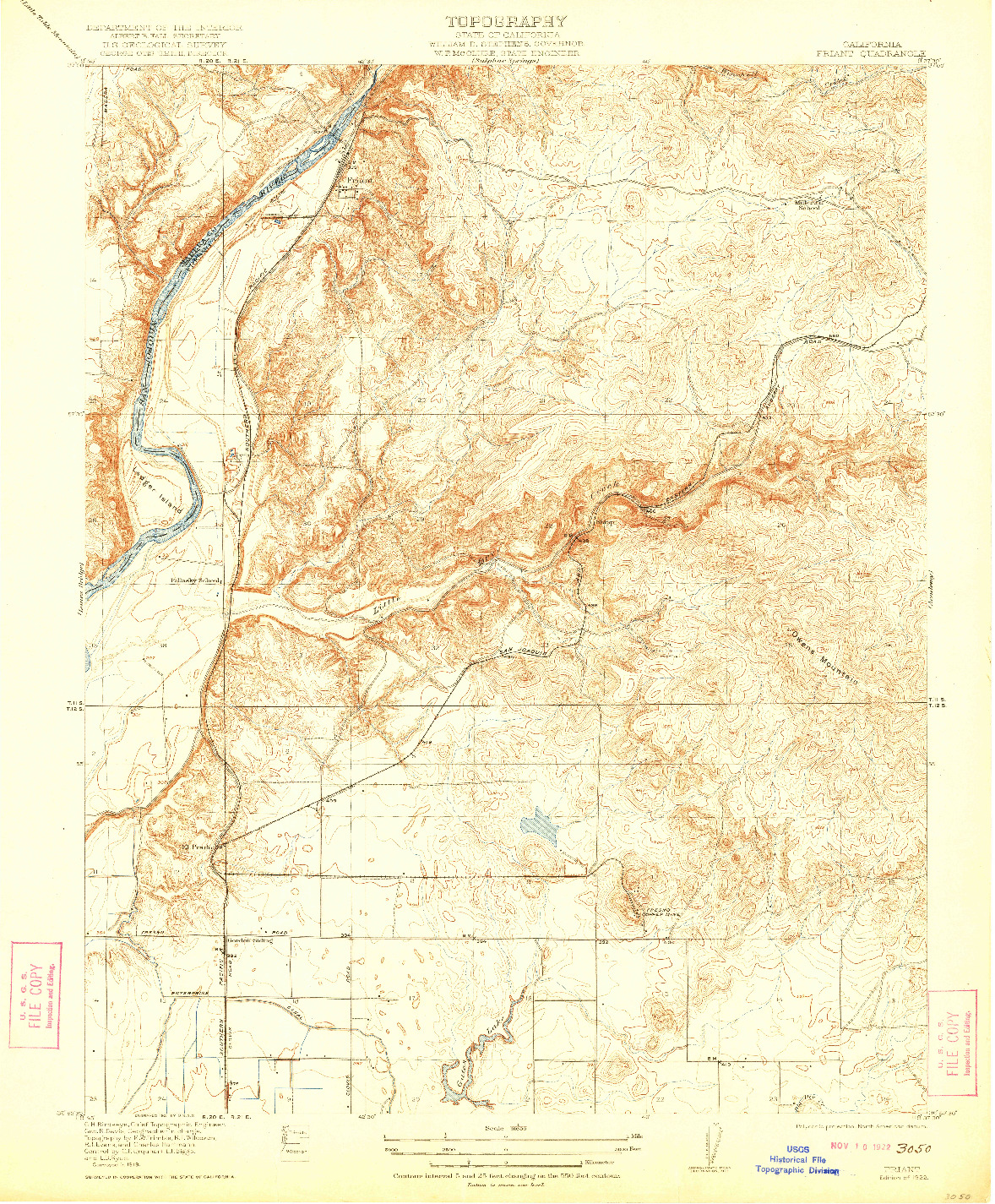 USGS 1:31680-SCALE QUADRANGLE FOR FRIANT, CA 1922