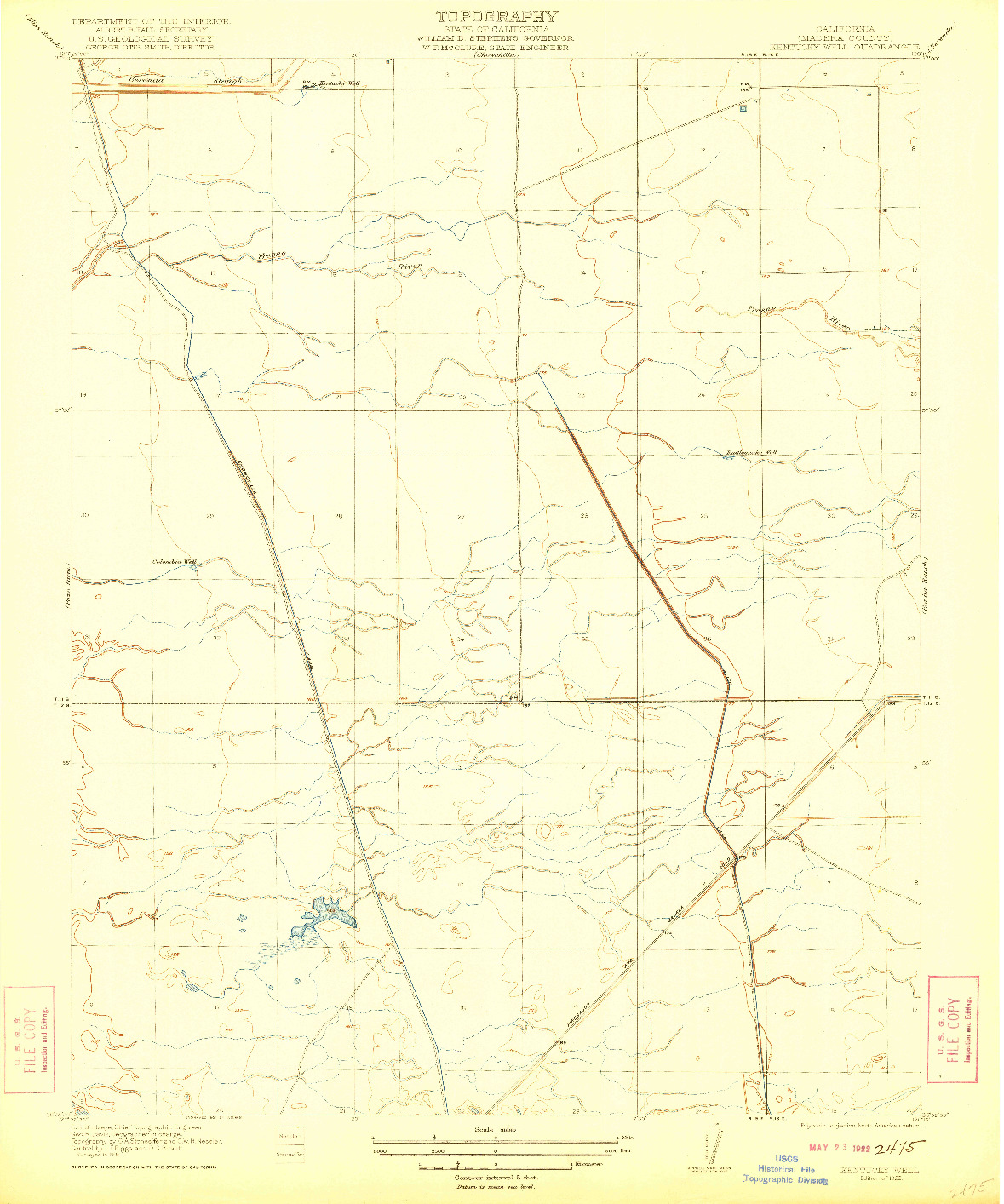 USGS 1:31680-SCALE QUADRANGLE FOR KENTUCKY WELL, CA 1922