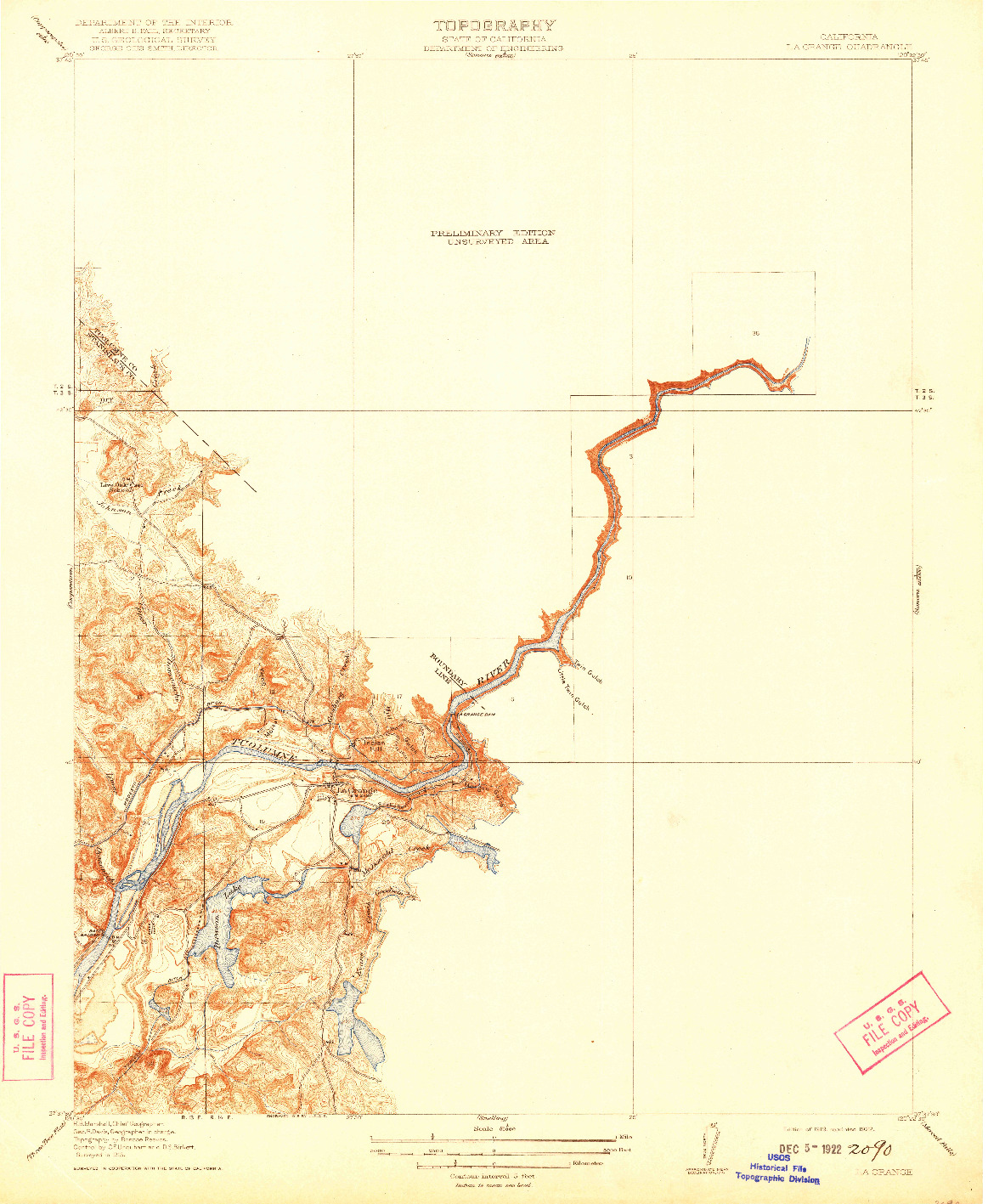 USGS 1:31680-SCALE QUADRANGLE FOR LA GRANGE, CA 1919