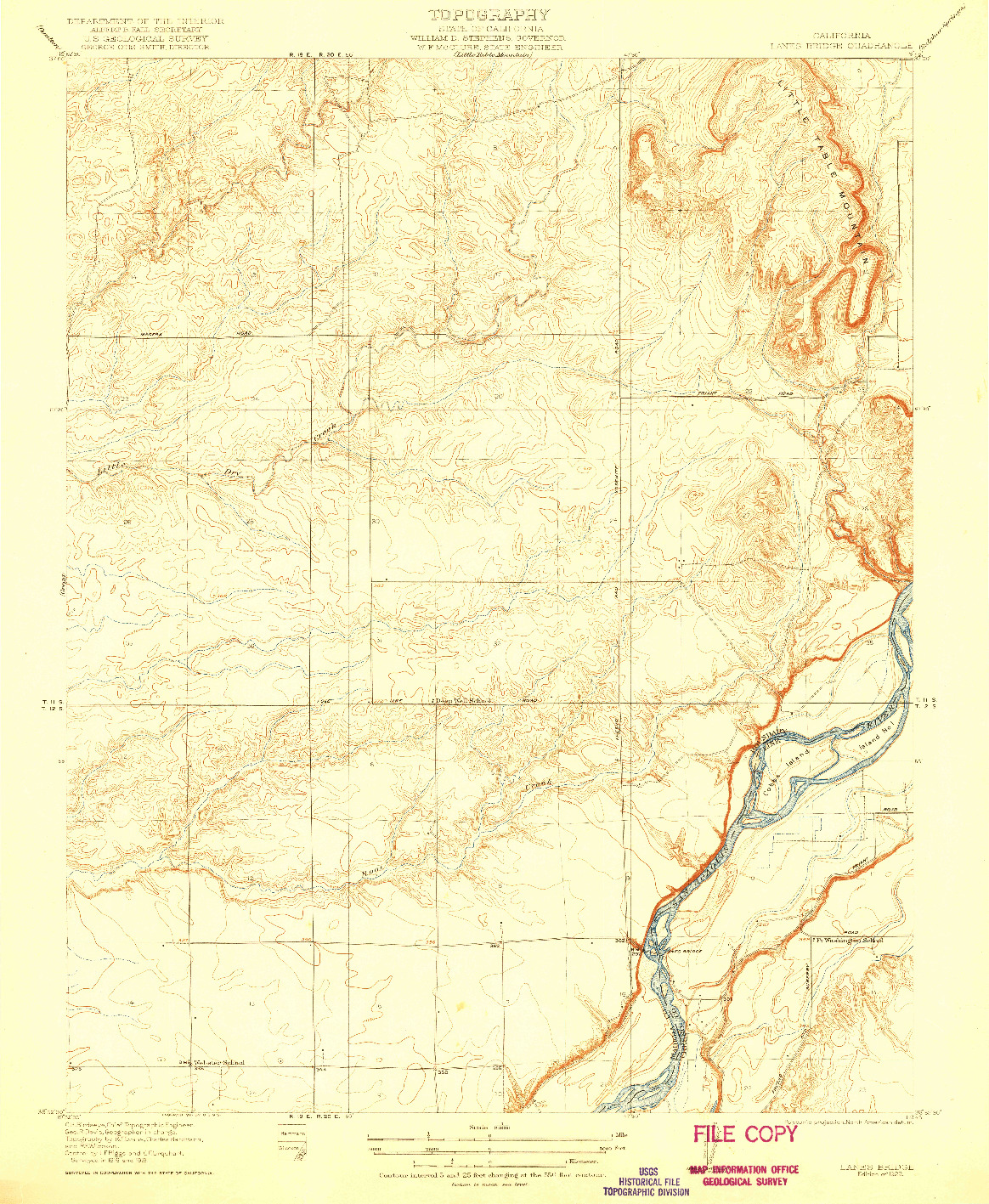 USGS 1:31680-SCALE QUADRANGLE FOR LANES BRIDGE, CA 1922