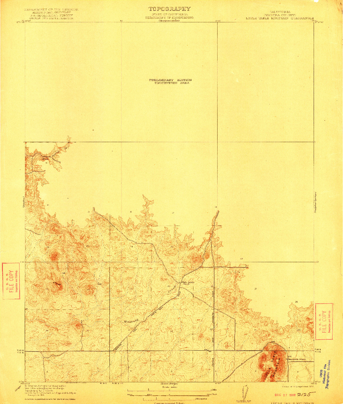 USGS 1:31680-SCALE QUADRANGLE FOR LITTLE TABLE MOUNTAIN, CA 1919