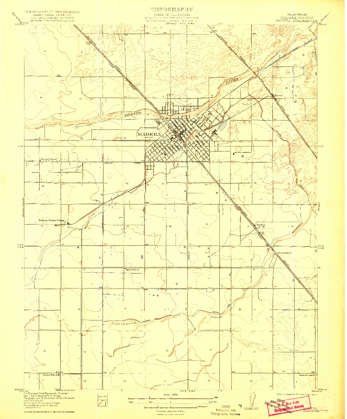 USGS 1:31680-SCALE QUADRANGLE FOR MADERA, CA 1922