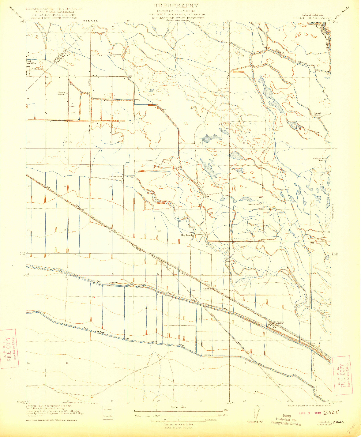USGS 1:31680-SCALE QUADRANGLE FOR OXALIS, CA 1922